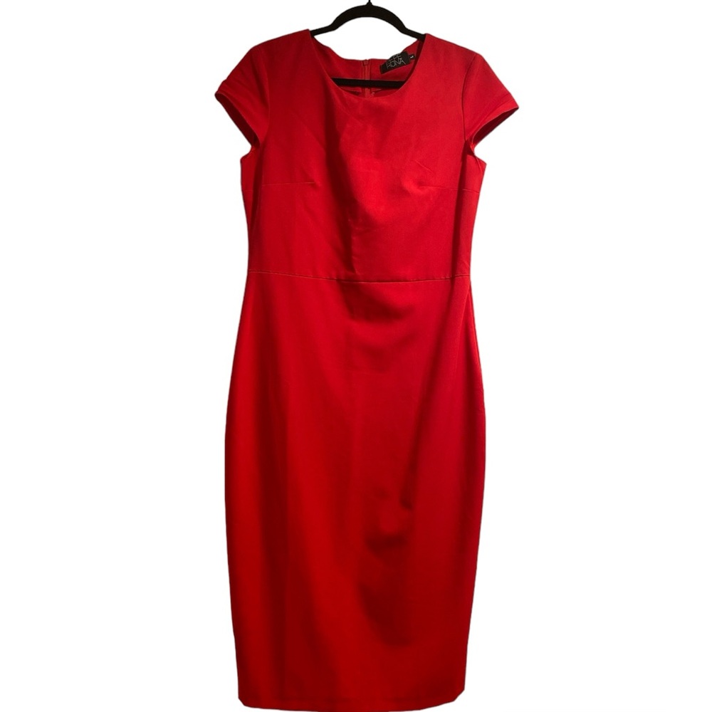 Pepe Runa Red Midi Dress 60poly 40Viscose